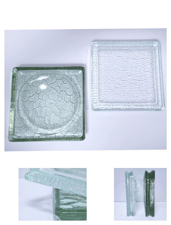 Image 1 of zwei Schmucktabletts aus Glas in Kopfsteinpflasterform aus den 1970er Jahren