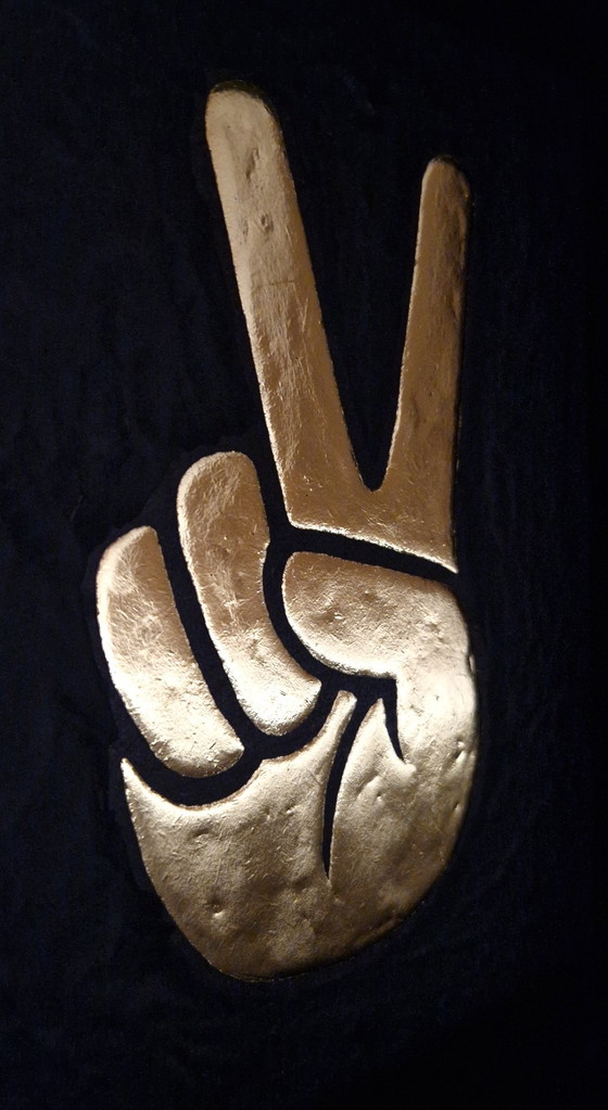 Image 1 of Peace Handsign 23kt Gold Plated in Frame PopArt Collection