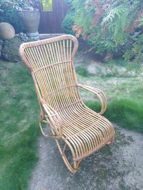 Image 1 of Bellissima poltrona alta vintage in rattan Rohé