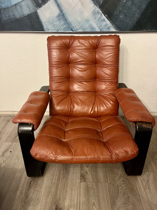 Coja lounge stoel - cognac - 60’s design - echt leer- design by Sven Ellekaer