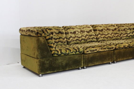 Vintage modulaire elementen sofa  groen 1970s, Modulaire banken, Textiel, Chroom (foto 9 van 9)