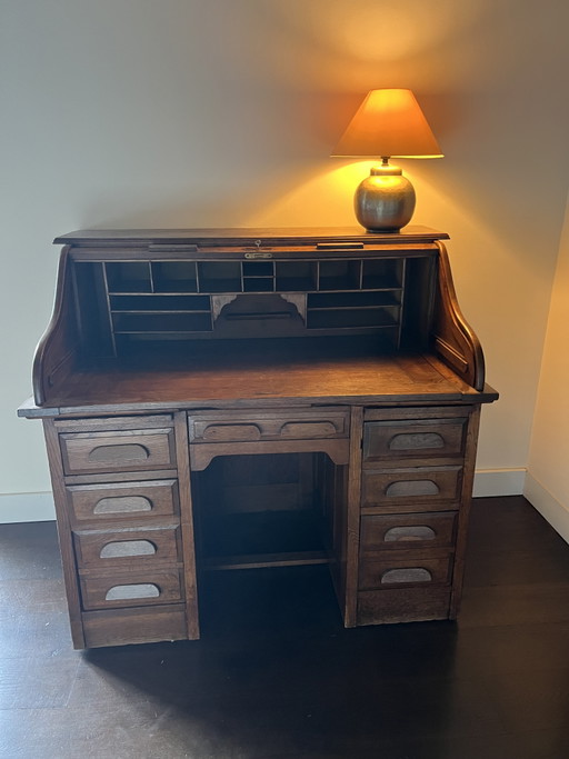 Scrivania originale in legno con serranda avvolgibile degli anni '20. – bureau, Wood