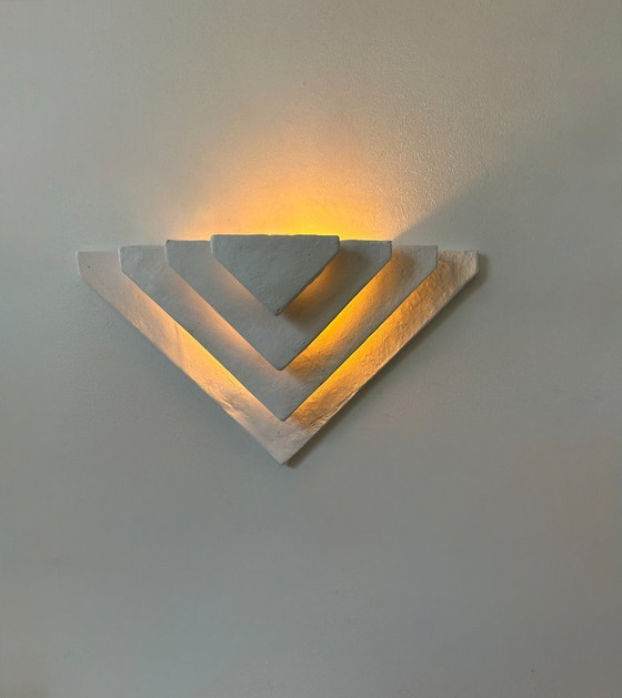 Image 1 of Applique vintage, plâtre blanc mat, France, 1970