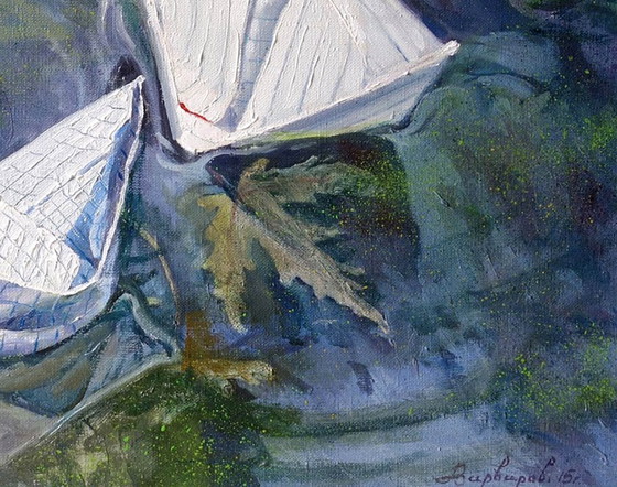 Original Oil Painting Contemporary Art Symbolism Water Cell With A Rule – Paintings & Drawings, Canvas (photo 5 of 7)