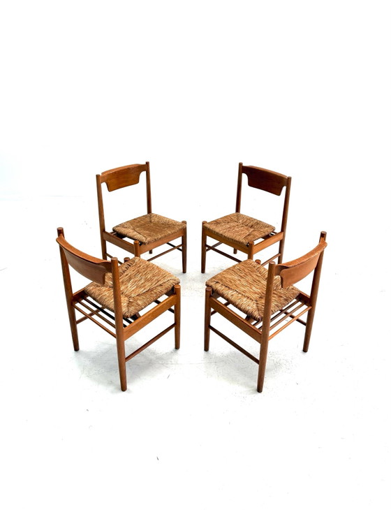 Set di 4 sedie vintage in giunco, Italia anni '70 – Sedie da pranzo, Legno, Vimini (photo 10 of 11)
