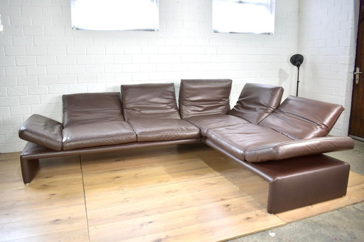 Koinor Ledersofa Raoul in braun mit verstellbaren Armlehnen und Rückenlehnen