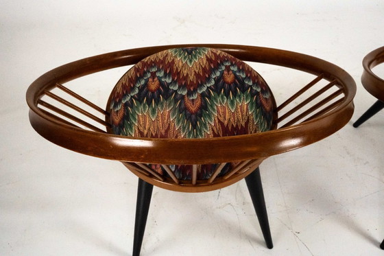 Image 1 of Par de sillas circulares Yngve Ekström para Swedese, Suecia, década de 1950 – Tapicería original