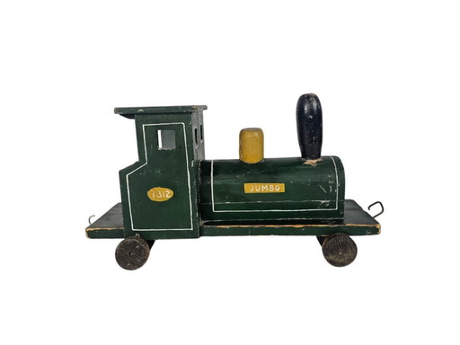 Vintage Toys - Locomotief en 2 wagons - Volkskunst - Hout - Omstreeks 1940's