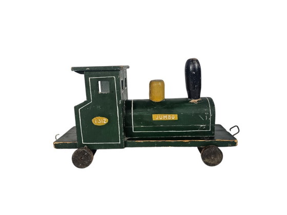 Image 1 of Jouets anciens - Locomotive et 2 wagons - Art populaire - Bois - Circa 1940