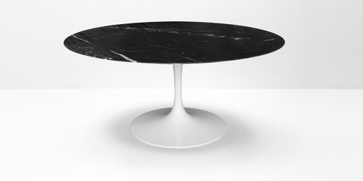 Originele ronde Knoll Tulip eettafel (152cm) in Nero Marquina glanzend in NIEUWSTAAT!! Eero Saarinen – Marble (photo 2 of 15)