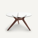 Maricielo Ronde Glazen Eettafel 130 cm (La Redoute) – AM.PM (Noten Houten Onderstel)