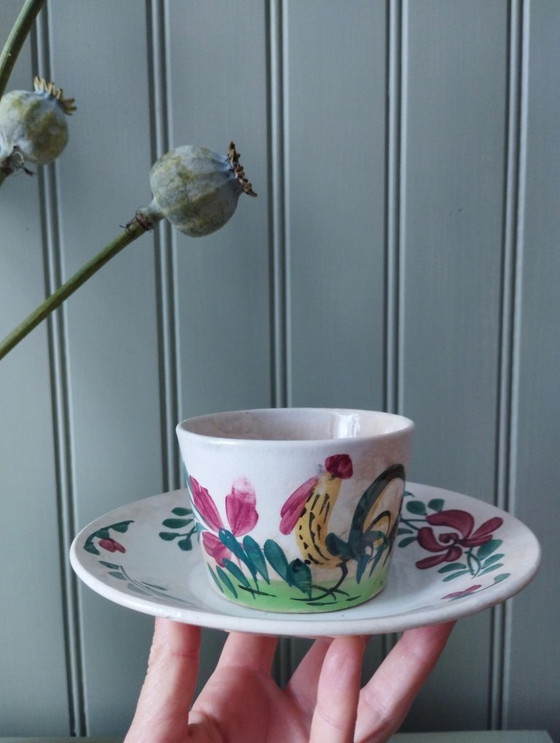 Image 1 of Tasse et sous-tasse Creil & Montereau « Coq »