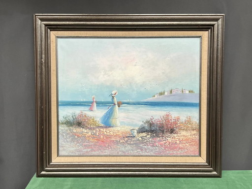J. Miller. "Wandel langs de rivier." Olieverf op doek. Impressionisme. – schilderijen tekeningen, Canvas (photo 2 of 6)