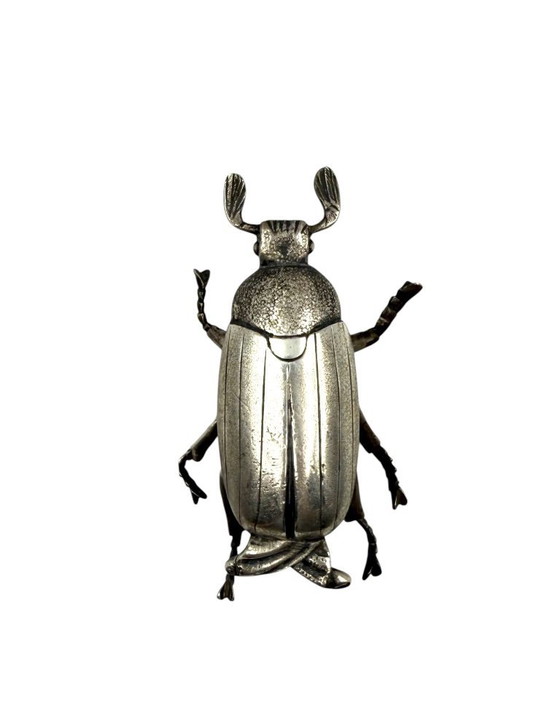 Image 1 of Cendrier/boîte en argent en forme d'insecte, France années 1950
