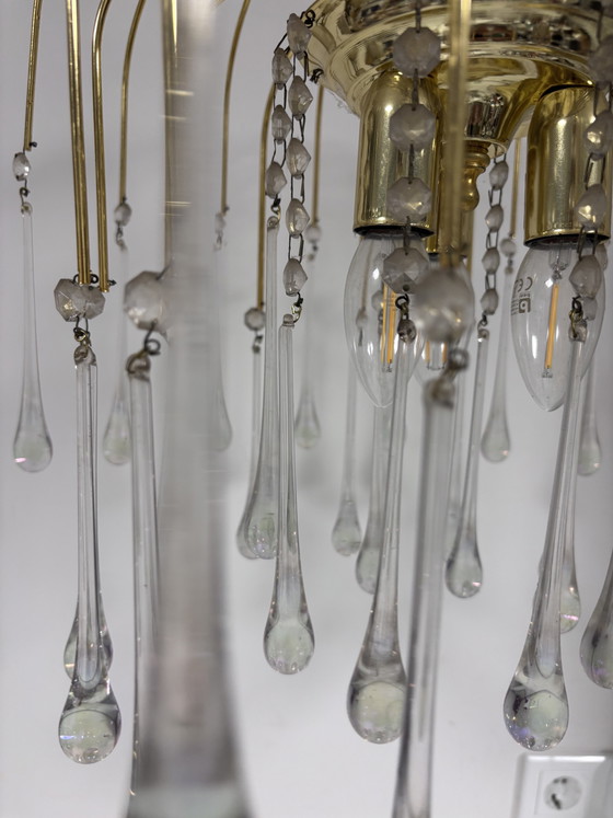 Vintage Teardrop Chandelier Massive Belgium Muranopegels – Glass, Metal (photo 13 of 14)