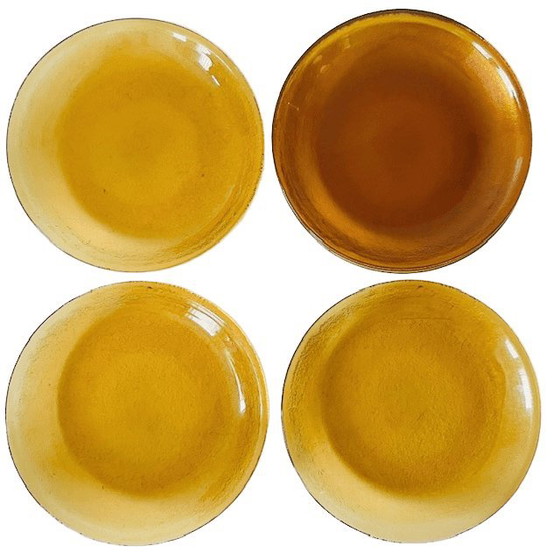 Image 1 of Set di servizio da colazione in vetro ambrato vintage anni '60