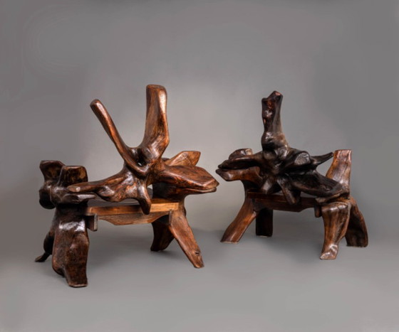 Image 1 of Pair of unique sculptural armchairs