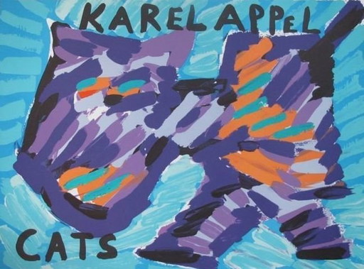 Karel Appel - Color lithograph 'Happy Cat' From 1968