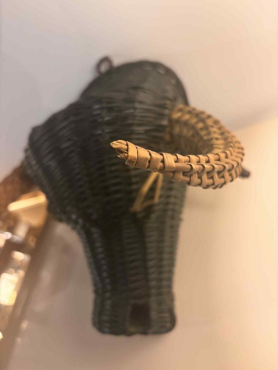 Image 1 of Vintage Wicker Bull’s Head Sculpture Wall art Wicker Collector 1950s France Picasso collection black toro