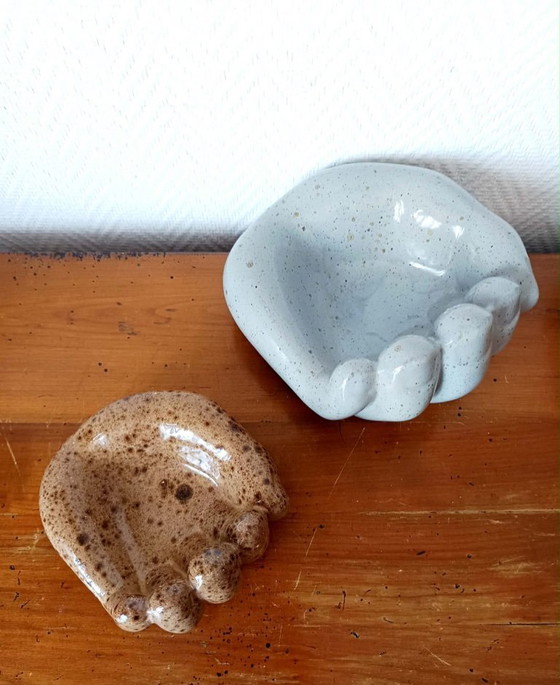 Image 1 of 2x ceramic hand trinket trays, 1980s