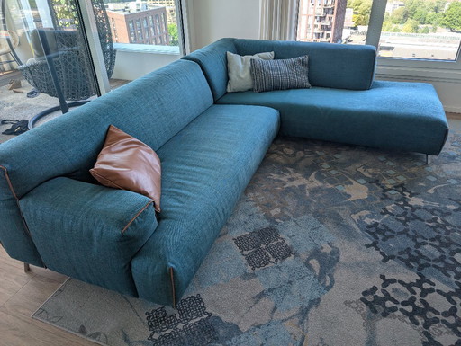 Leolux Oscar Ecksofa Petrol 296x225 cm