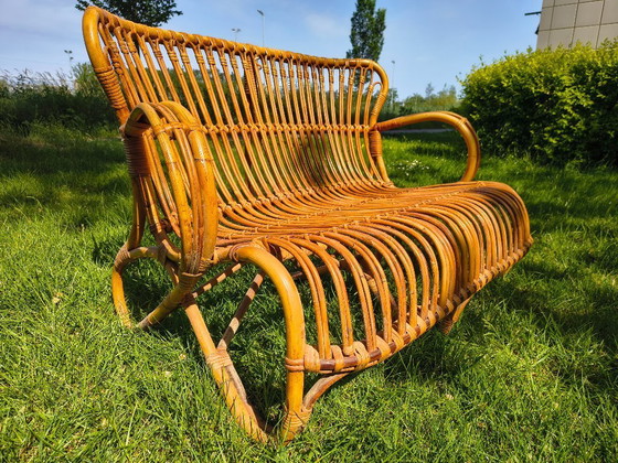 Image 1 of Vintage Rattan Lounge Sofa Rohé Noordwolde – 1960s