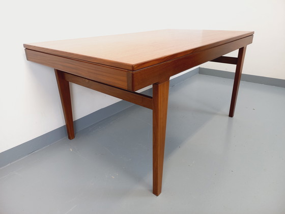 Image 1 of Table à Manger Scandinave Vintage des Années 50 60 en Teck avec Rallonge
