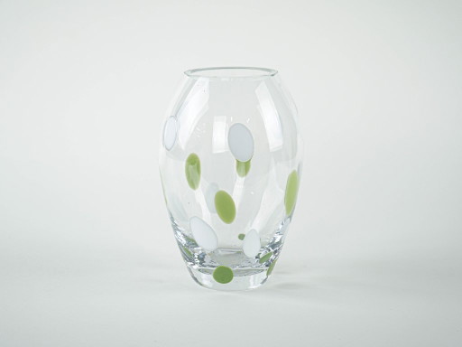 Polka-dot glass vase, Danish design, 1970s, made in Denmark