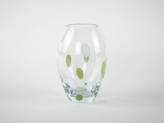 Image 1 of Polka-dot glass vase, Danish design, 1970s, made in Denmark