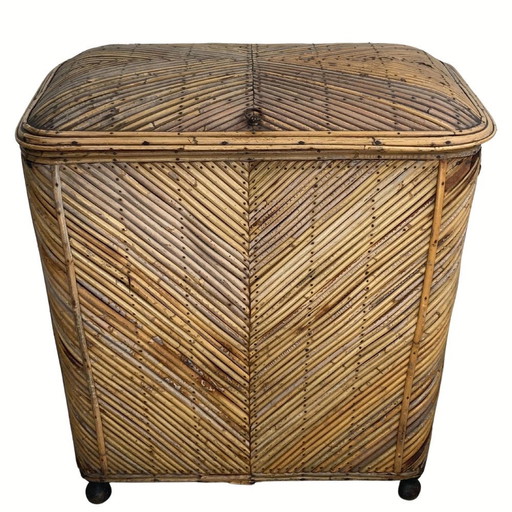 Vintage Wicker Chest In Bamboo, 1930S