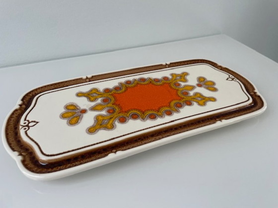 Vintage Jaren 70 Keramieken Schaal Oranje Bruin 36,5 Cm – Servies, Ceramic (photo 2 of 7)