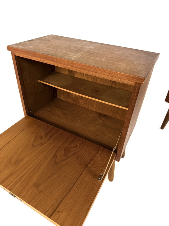 Image 1 of Set van 2 vintage Deense teakhouten nachtkastjes ‘60