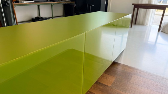 Image 1 of Lago ‘Amplia’ designer wall cabinet – floating sideboard in olive green