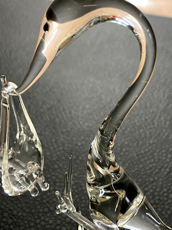 Image 1 of Stork With Baby Own Creation, Glass Blowing Handmade!