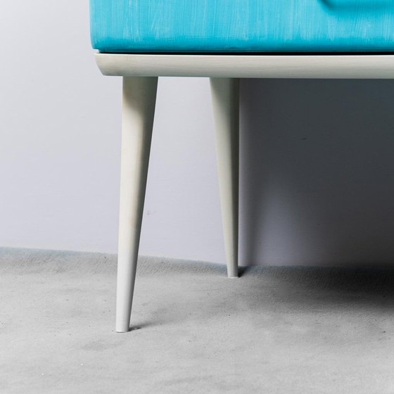 Image 1 of  CREDENZA MOBILE IN LEGNO BIANCO METALLO ANNI '60 VINTAGE MODERNO ANTICO