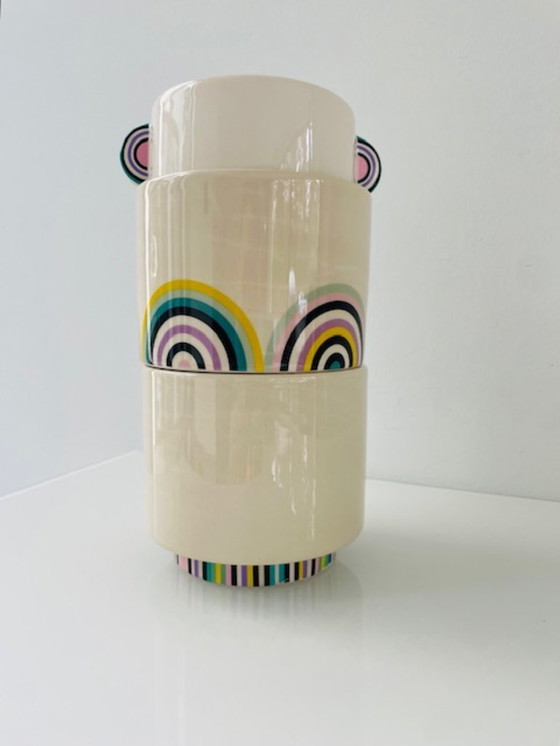 Image 1 of Set of 3 "Totem" flower pots with stripe design