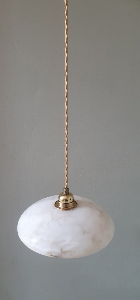 Lampada a sospensione vintage in alabastro - Art Déco - Metà secolo – Lampade a sospensione, Stone, Metal (photo 3 of 23)