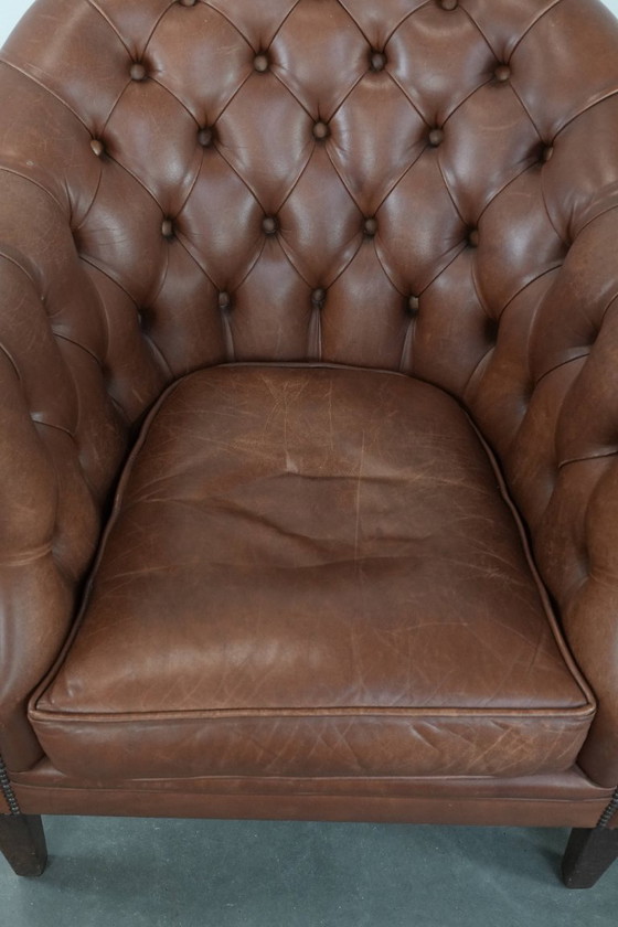 Image 1 of 2 poltrone Chesterfield color cognac in pelle di mucca in stile inglese