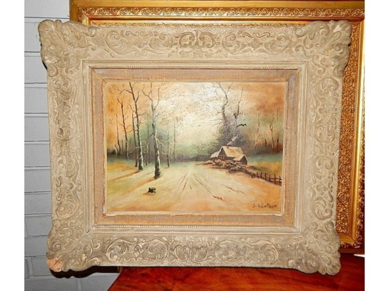 Image 1 of Óleo antiguo sobre lienzo de 1867 - J. Gärtner (Escuela Alemana) en un lujoso marco barroco