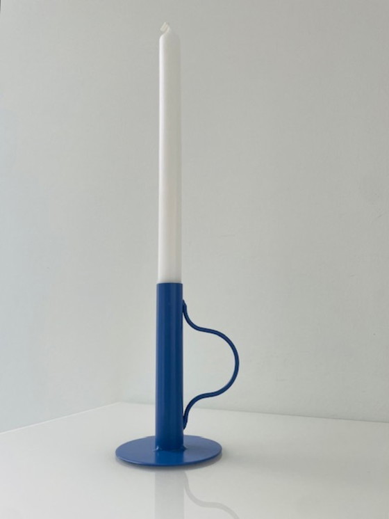 Image 1 of Modern lavender-colored metal candlestick