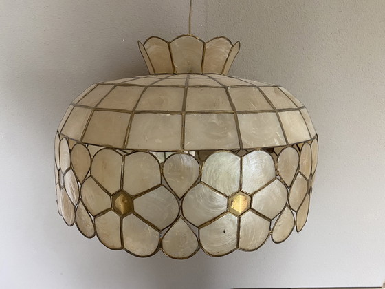 Image 1 of Lampe vintage capiz shell lampe pendante perle