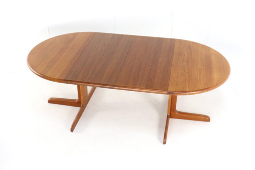 Danish Langeskov mobelfabrik round 2x extendable dining table vintage solid teak
