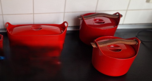 3 x vintage gietijzeren pannen van Timo Sarpaneva, Rosenlew, Finland