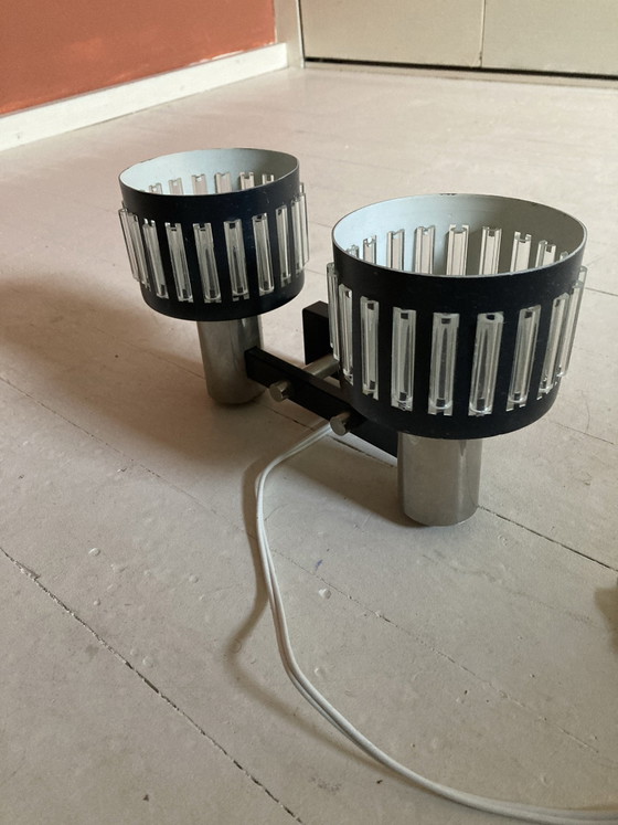 Vintage 60s/70s Wall light metal/glass, Anvia, Black (photo 5 of 5)