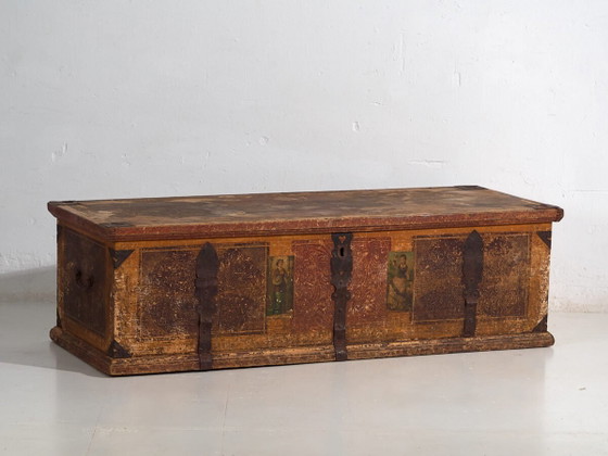 Baule nuziale antico d'arte popolare (c.1820) #103 – Armadi contenitori (photo 2 of 40)
