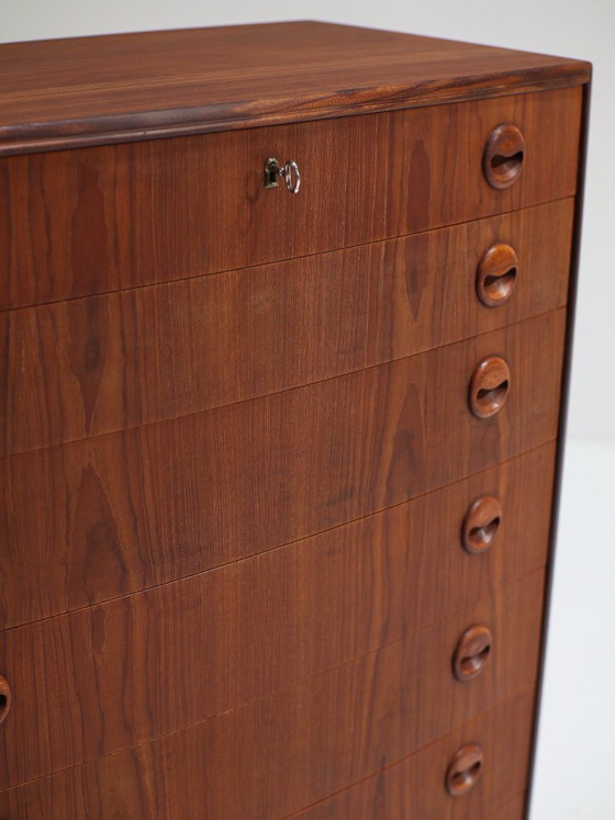 Image 1 of Tall spherical teak chest of drawers Danish vintage 1960s