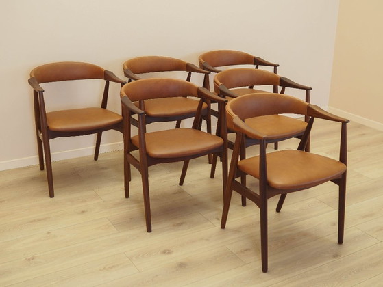 Image 1 of Set van zes teakhouten stoelen, Deens design, jaren 70, gemaakt in Denemarken.