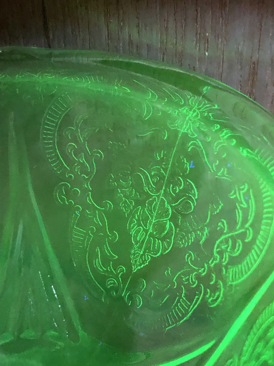 Image 1 of 4x oude vintage annagroen uranium glas ijscoupes