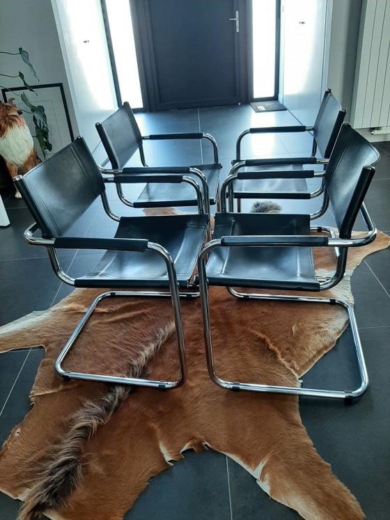4 Bauhaus Cantilever Chairs Mart Stam / Marcel Breuer – s34, Dining chairs, Leather, Chrome (photo 7 of 10)