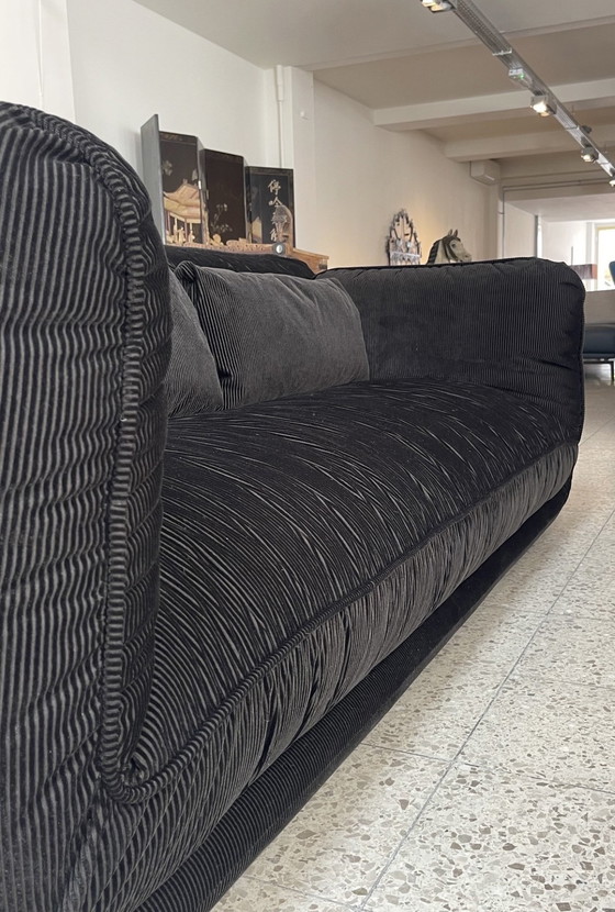 Image 1 of New Leolux Lunetta 3-Seater Sofa Black Rib Fabric
